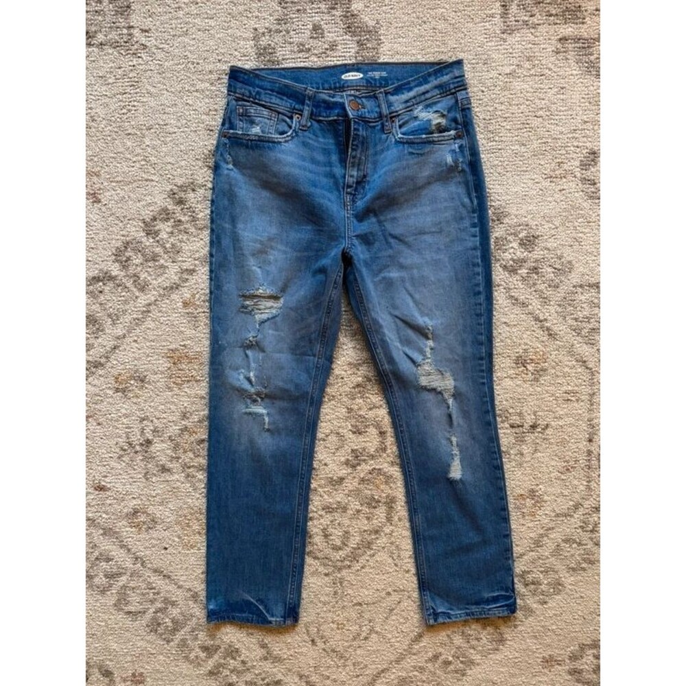 Old Navy medium wash distressed denim